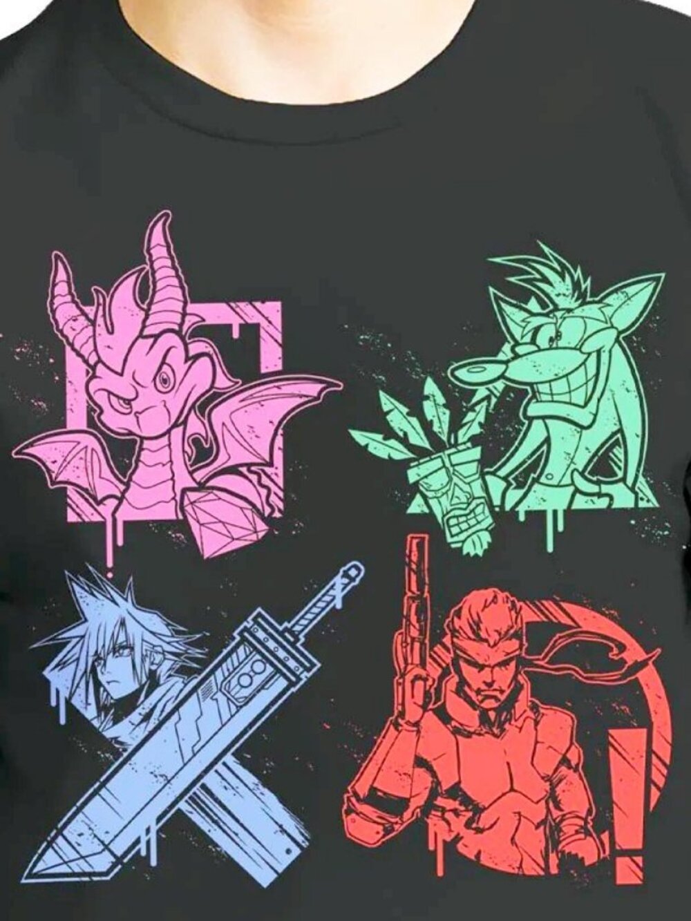 * Rare * MEN'S GEEKFUEL x PLAYSTATION SHIRT SIZE 2XL PSX SPYRO CLOUD SNAKE CRASH